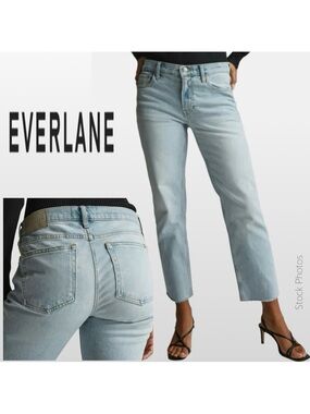 Everlane The Cropped Shortie Straight-Leg Low-Rise Jeans in Fog (28)
